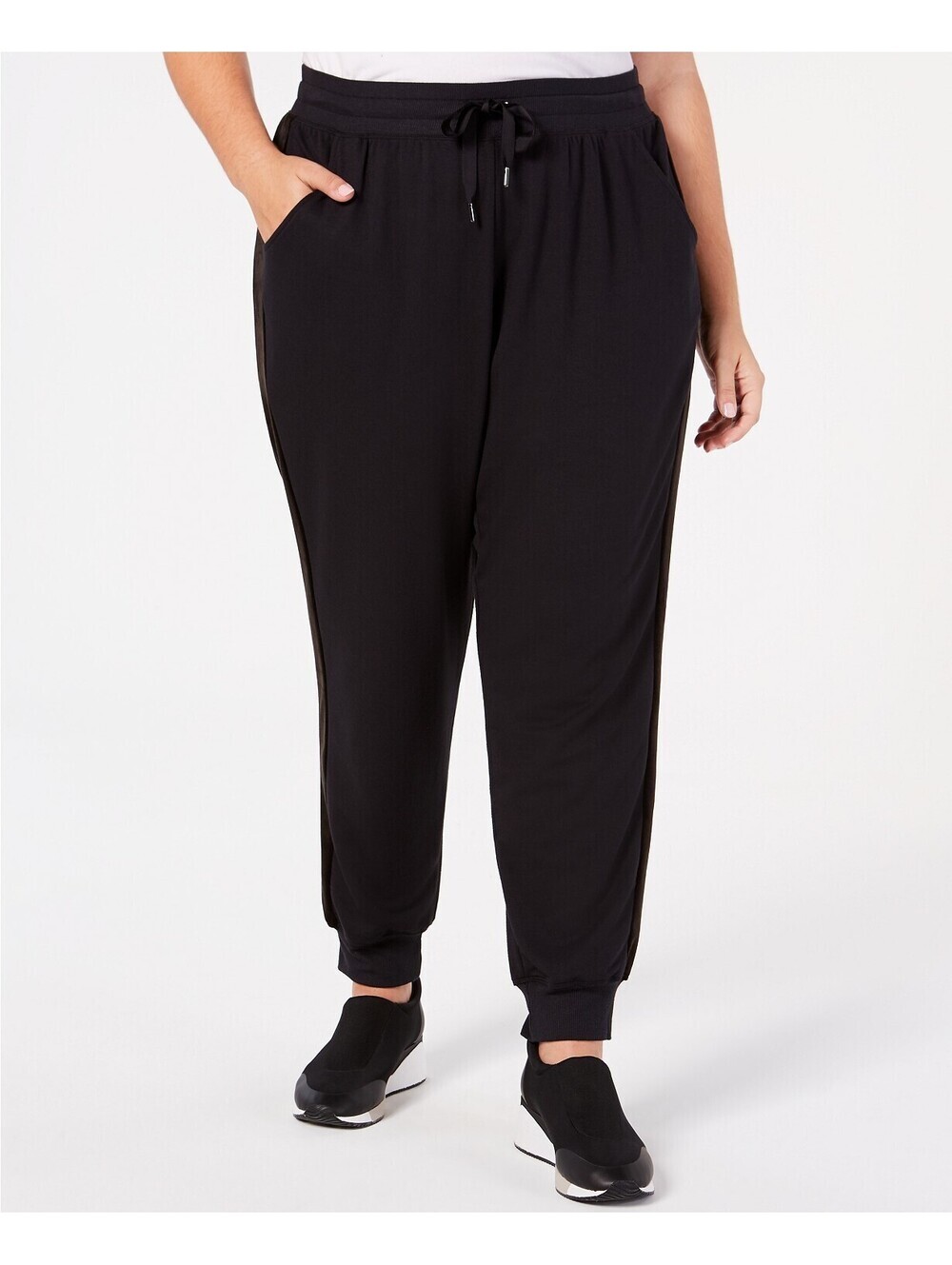 Ideology Womens Activewear Plus Size Velour Striped Joggers Size 1X